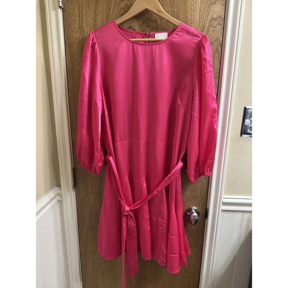 Sugarlips Dresses & Skirts - Sugar Lips Boutique Satin Hot Pink Babydoll Dress Tie Waist 2X Slimfit Elegant